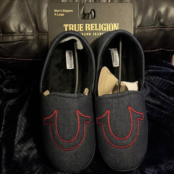 True Religion Other - True Religion Blue Red Denim Men's Sandals Slippers XL- 13  New